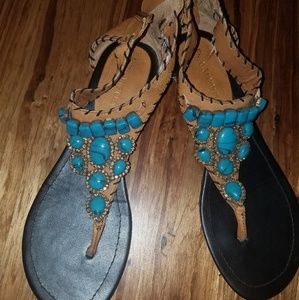 Enzo Angiolini leather and turquoise sandals